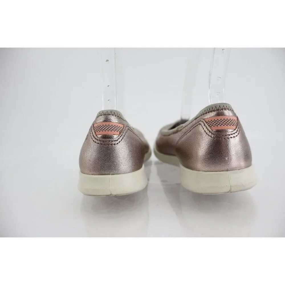 Ecco Sense Flat Women's 5 Rose Metallic Leather Slip On Flats Loafers Comfy
